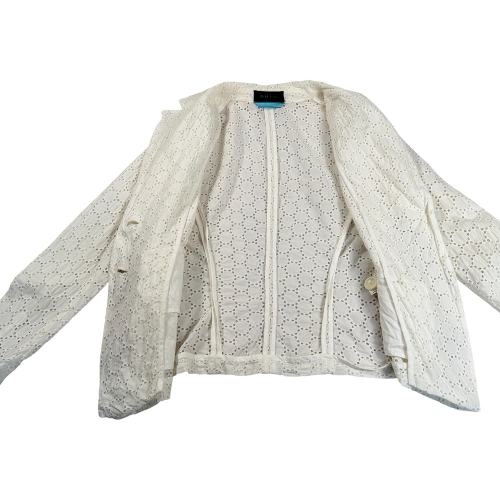 Oui Set Sheer Eyelet Lace Blazer Jacket Size 8 Academia Romantic Fairy Cottage - Picture 5 of 9